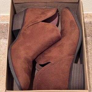 Brown Suede Women’s Ankle Boots - Size 11